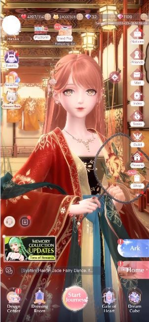 Ecrã principal Shining Nikki