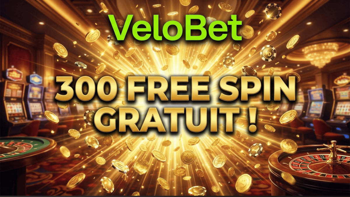 Bild mit der Aufschrift „velobet 300 free spin”