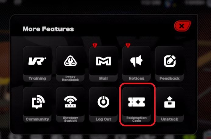 Le bouton pour échanger le code sur Zenless Zone Zero