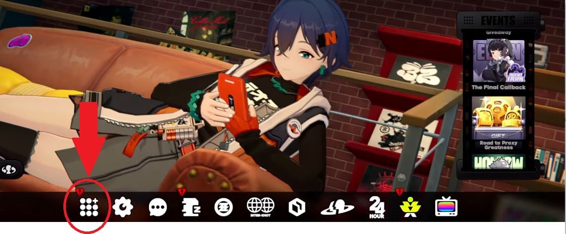 L'icône paramètre sur Zenless Zone Zero