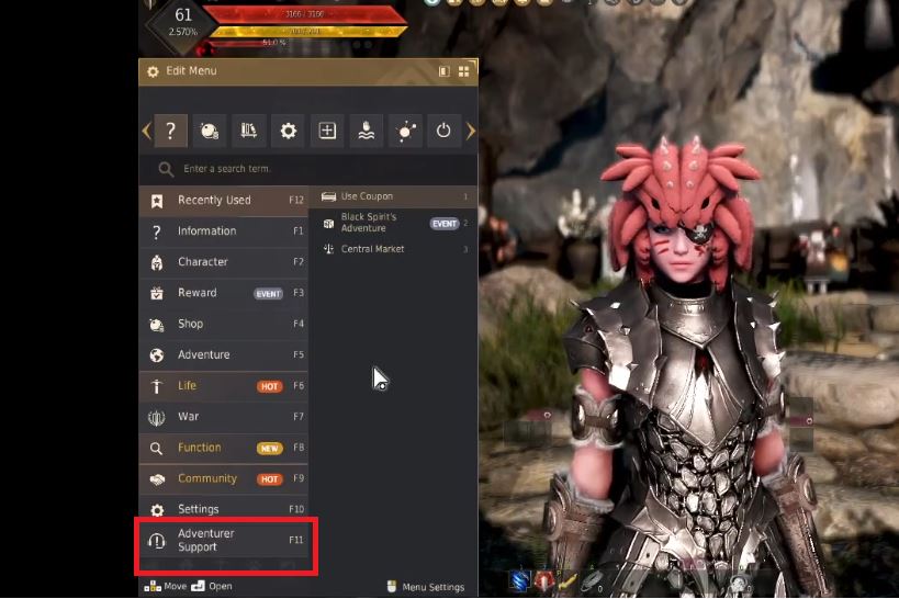 Tab Bantuan Petualang di Black Desert Online