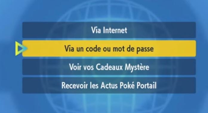 The Via code or password button on Pokémon Scarlet