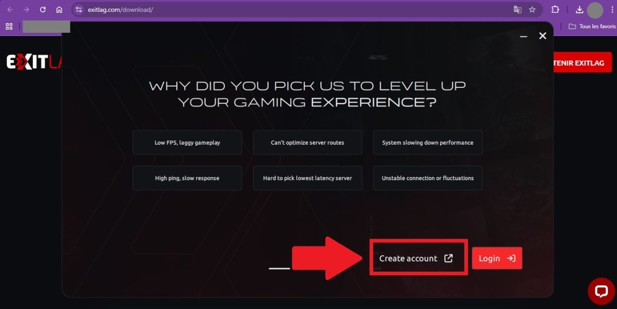 Opret en konto på ExitLag for at få en god forbindelse til dine onlinespil
