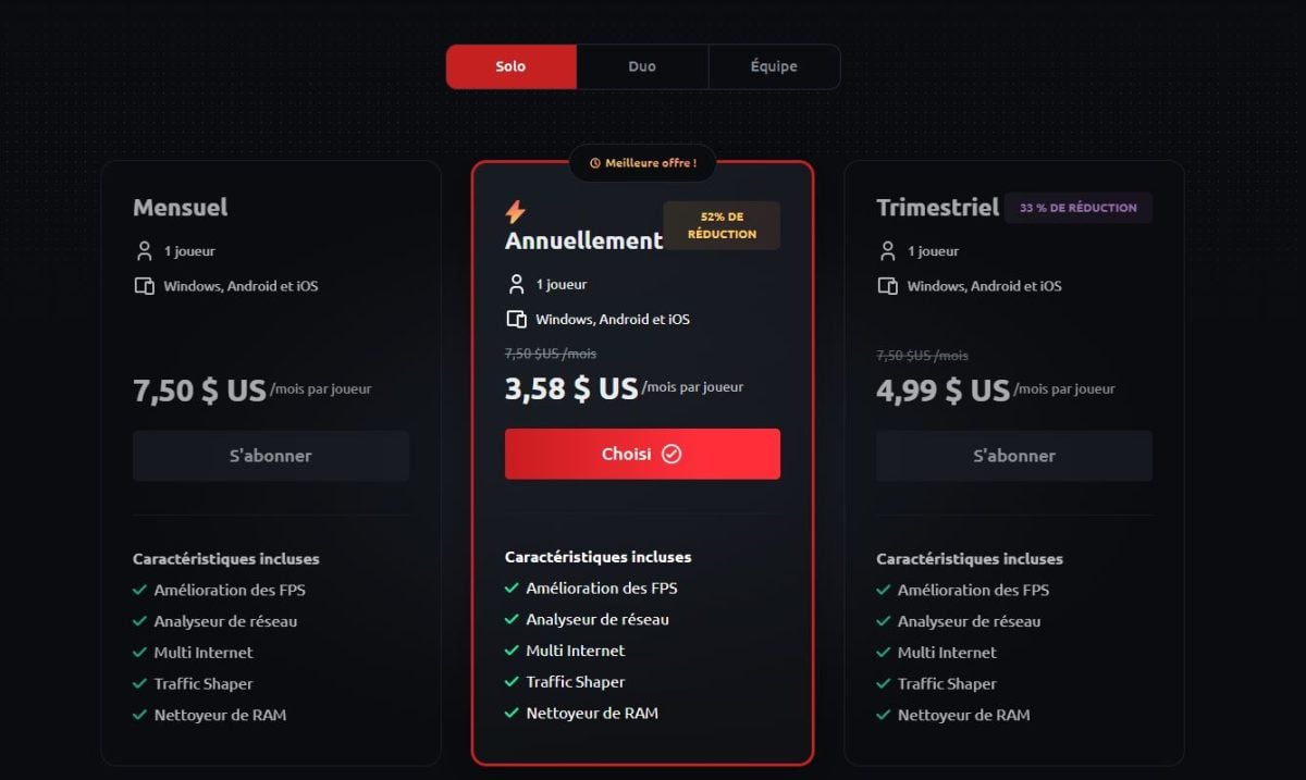Escolha uma subscrição anual do ExitLag.