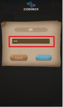 Kotak untuk memasukkan kode untuk Legenda Bajak Laut The Rogue Sea