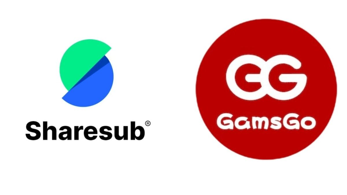 Official Sharesub and Gamsgo logos side by side. 