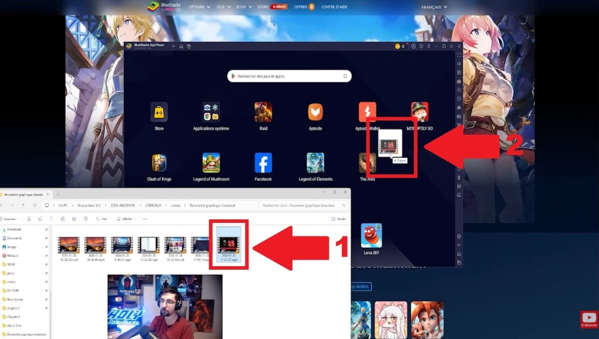 Vous pouvez glisser-déposer votre fichier APK directement sur l'interface BlueStacks