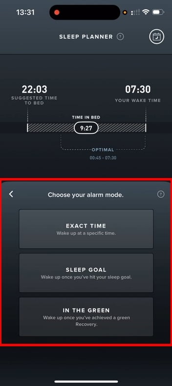 Mode alarm Whoop yang berbeda