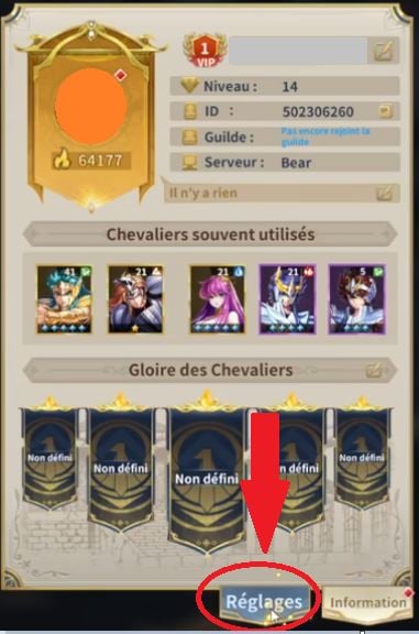 Configurações de Saint Seiya Legend of Justice