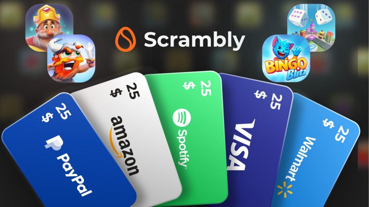 Quelques cartes cadeaux disponibles en jouant à des jeux sur Scrambly. 