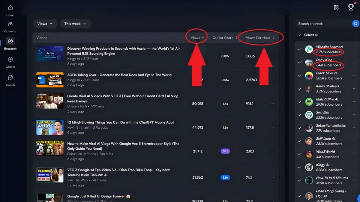 Competitor analysis on VidIQ. 