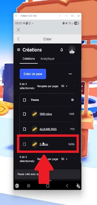 点击您刚刚创建的游戏通行证
