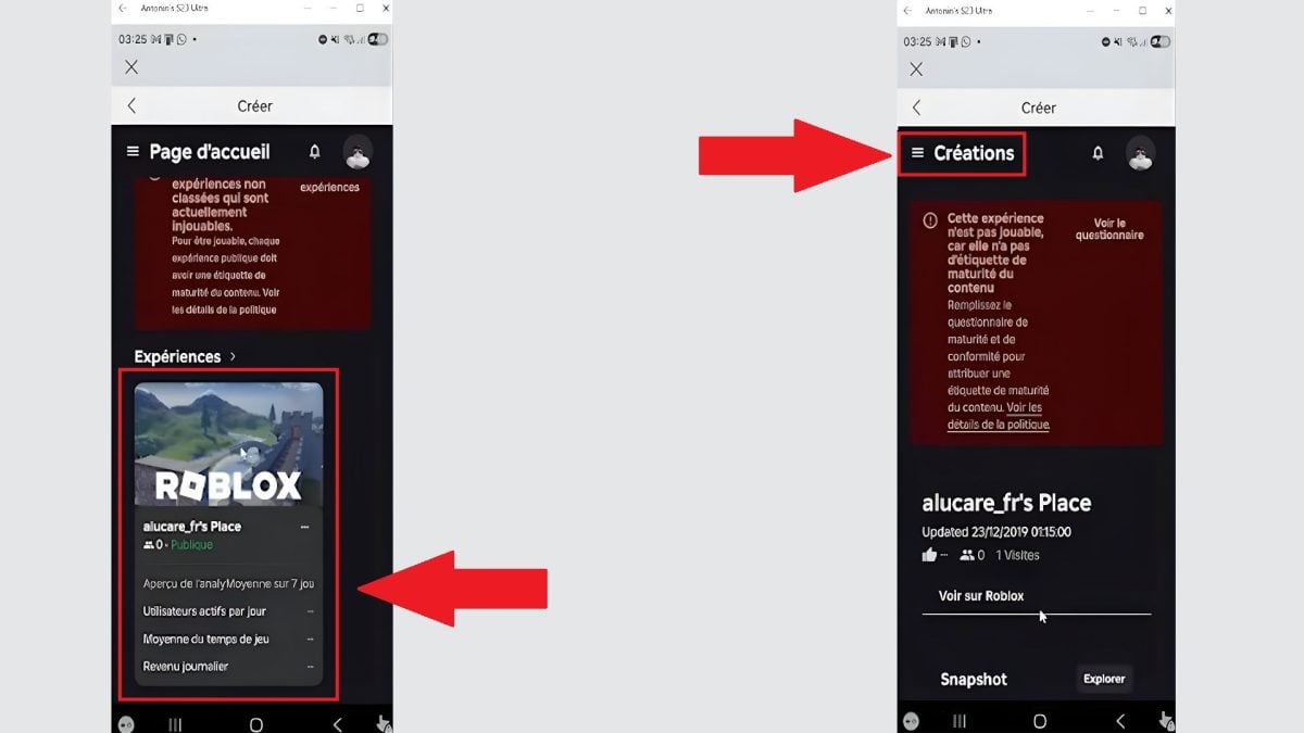 Руководство по переходу в меню Roblox "Творения".