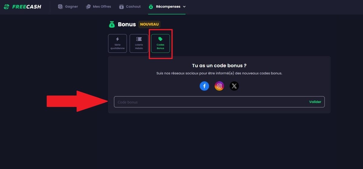 Введите бонусный код на сайте Freecash.