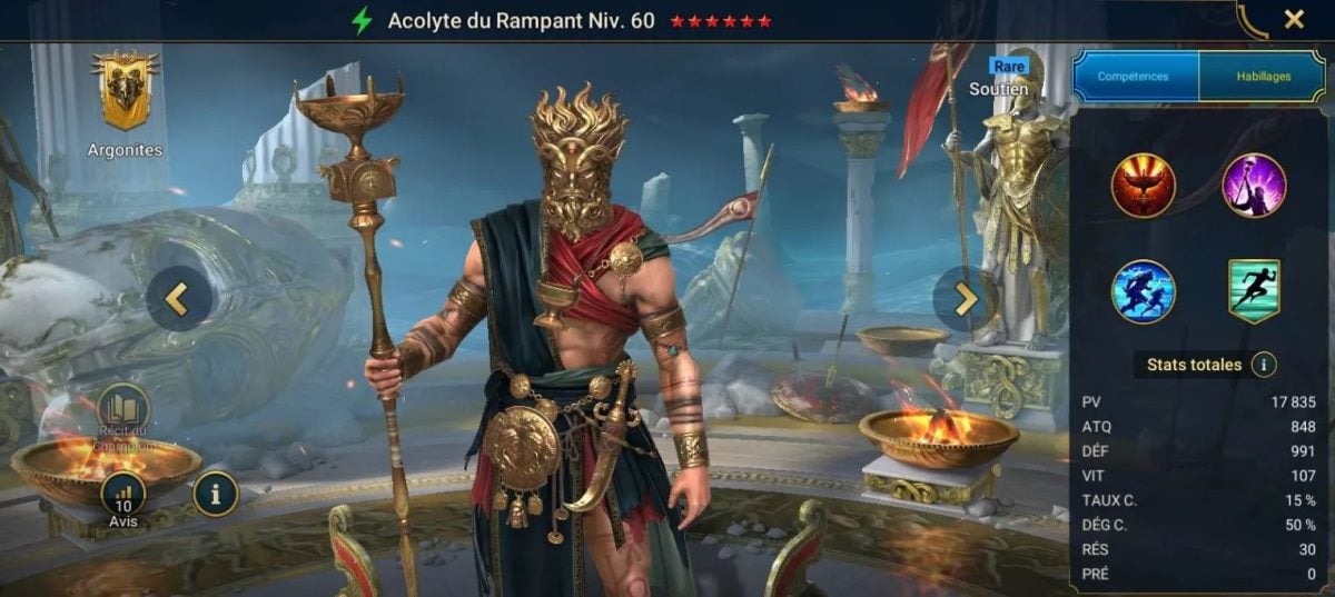Guide maîtrises, grâce et artefact sur Acolyte du Rampant  (Acolyte of the Slither) sur RSL 
