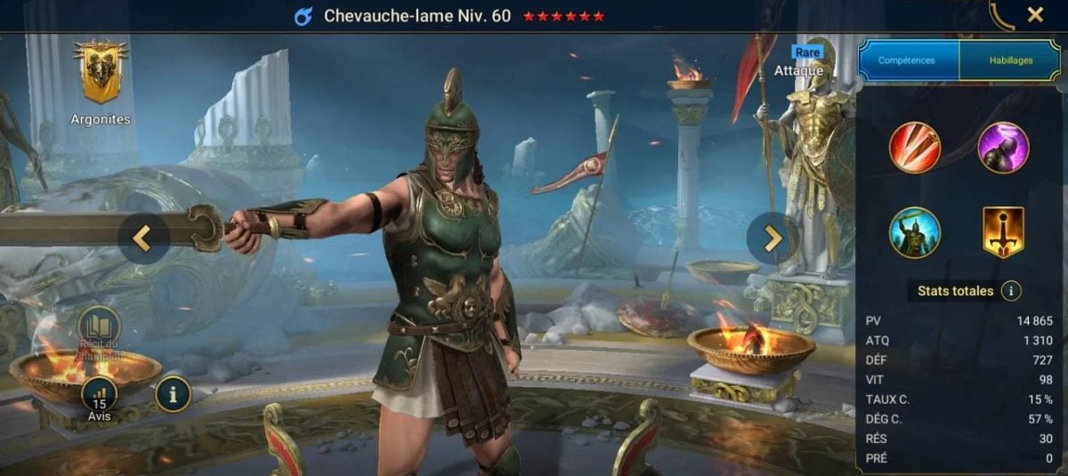 Guide maîtrises, grâce et artefact sur Chevauche-lame (Bladerider) sur RSL 