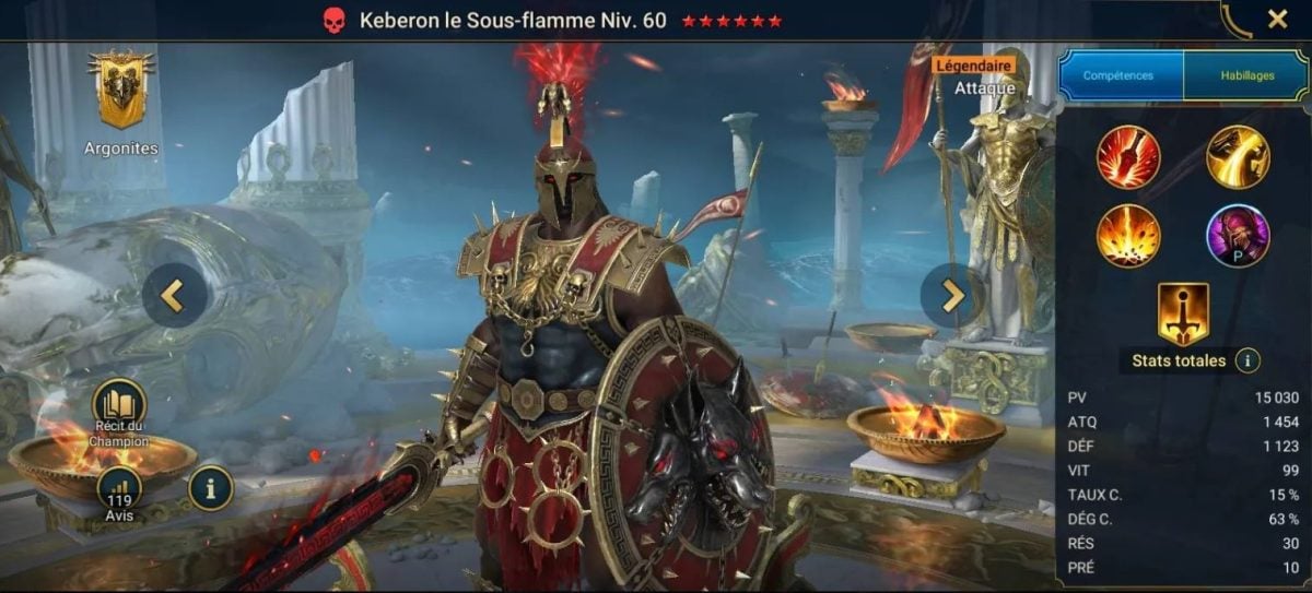 Guia de domínio, graça e artefacto para Keberon, a Chama Subterrânea, em RSL 