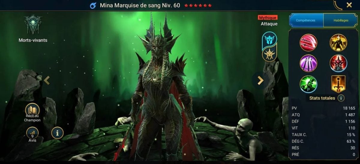 Guide maîtrises, grâce et artefact sur Mina Marquise de sang (Blood Marchioness Mina) sur RSL 