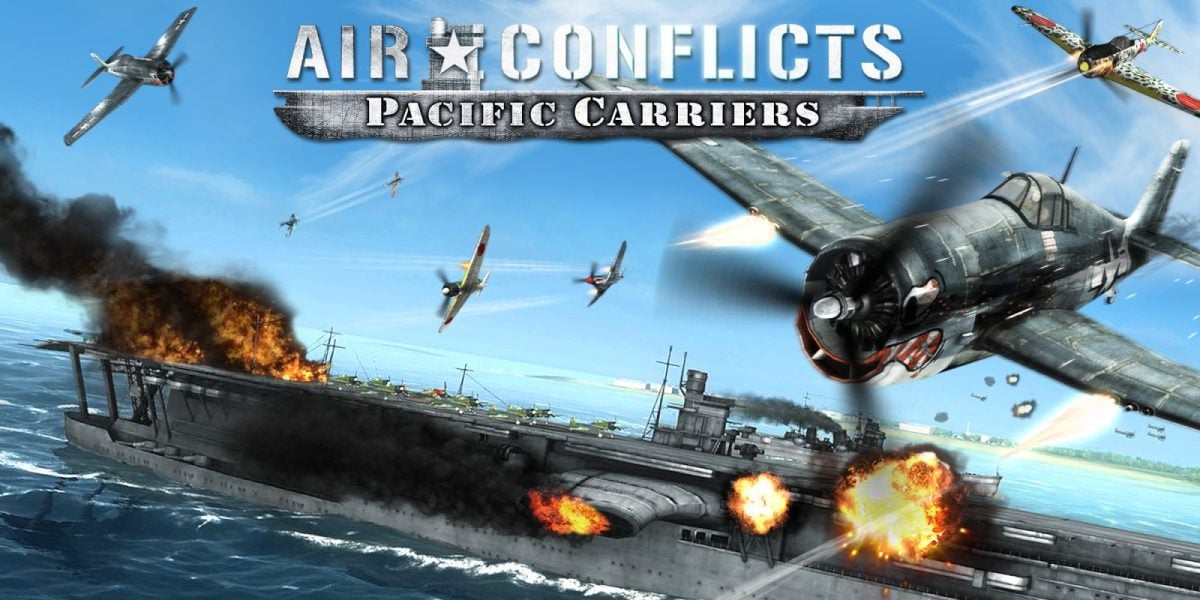 任天堂 Switch 上的飞机游戏《空中冲突：太平洋航母》（Air Conflicts: Pacific Carriers）。.
