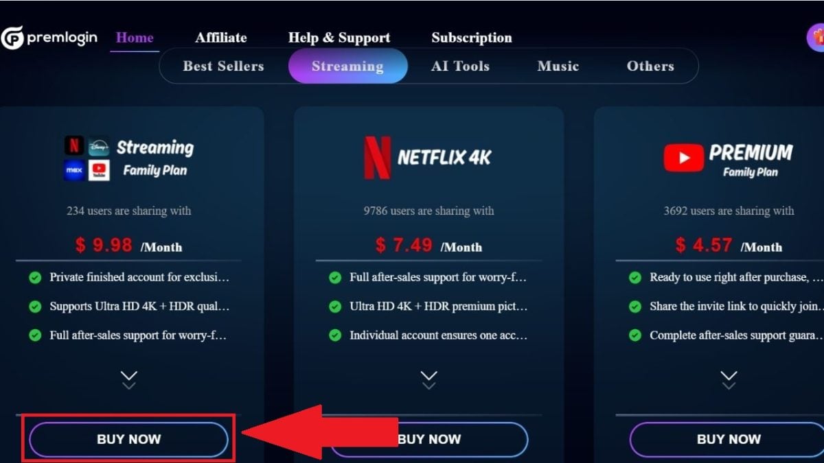 Click on "Buy Now" to start shopping at Premlogin.