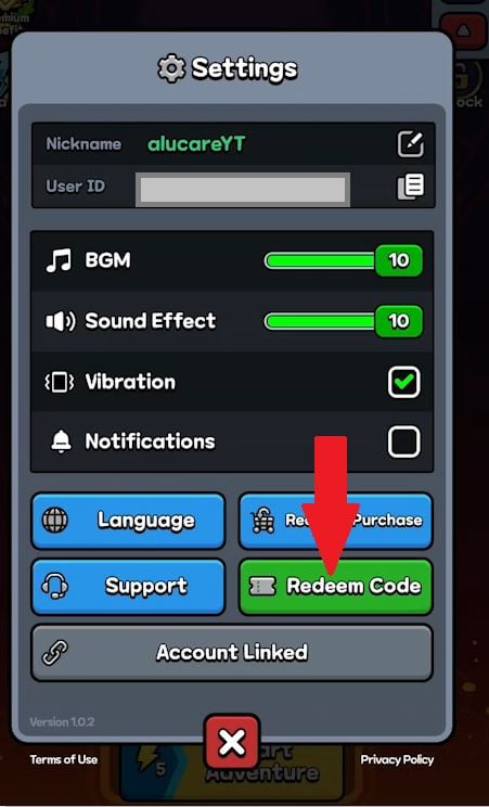 Indstillingsknappen på Mini Tales