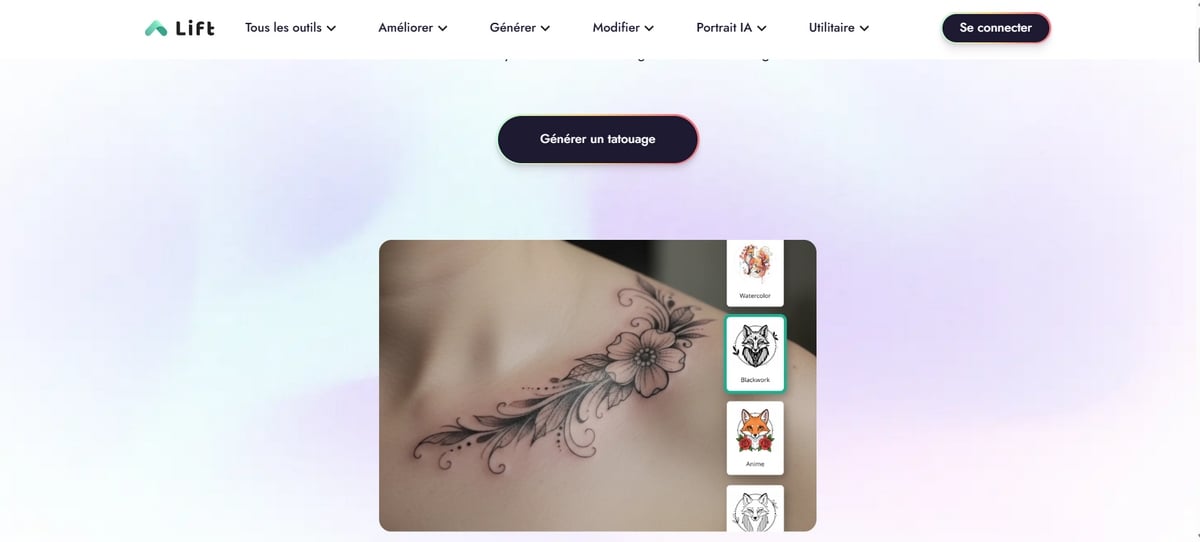 Lift App para generar un tatuaje
