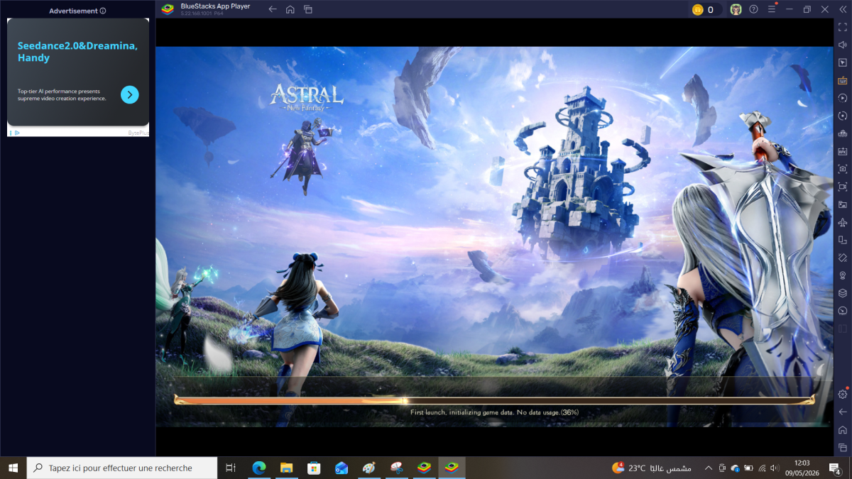 На этом скриншоте показана загрузка Astral: New Fantasy на BlueStacks.
