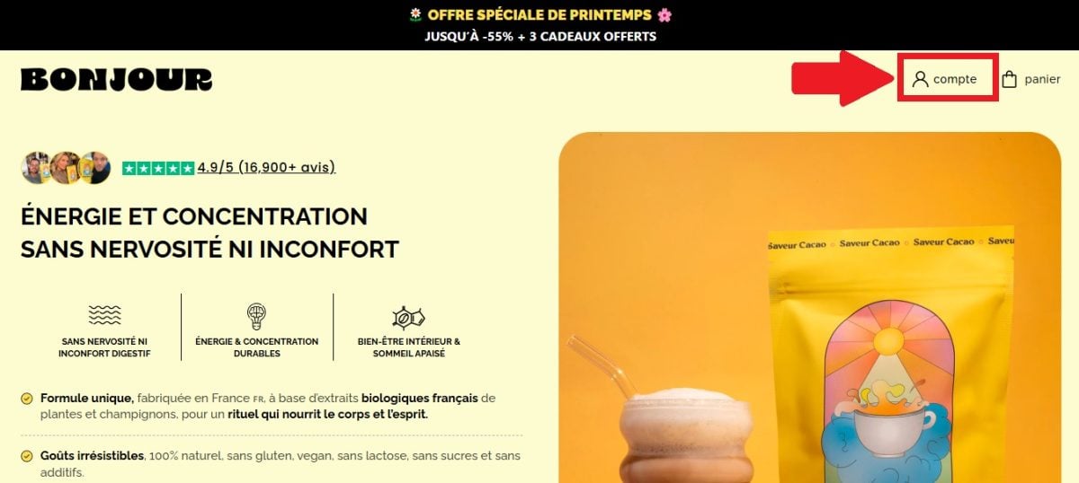 Kunjungi situs web Bonjour Drink untuk membatalkan langganan Anda