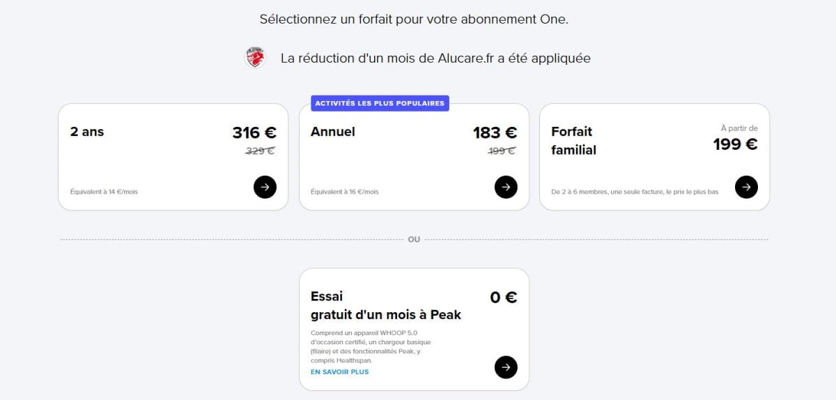 Whoop付款明细,已自动扣除50€折扣。.