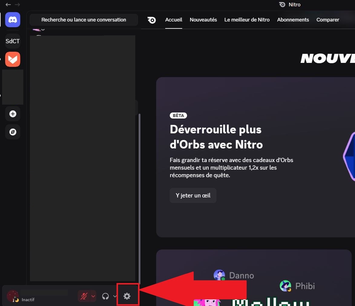 Aller dans les paramètres sur Discord.