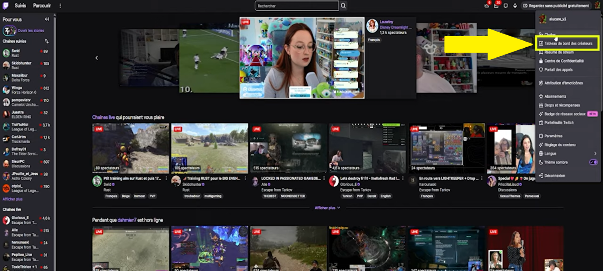 以主播身份访问 Twitch 创作者仪表盘。. 