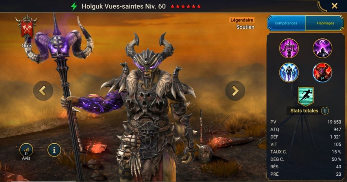 Guia de domínios, graças e artefactos em Holguk Vues-saintes (Holguk of the Hallowsights) em RSL 