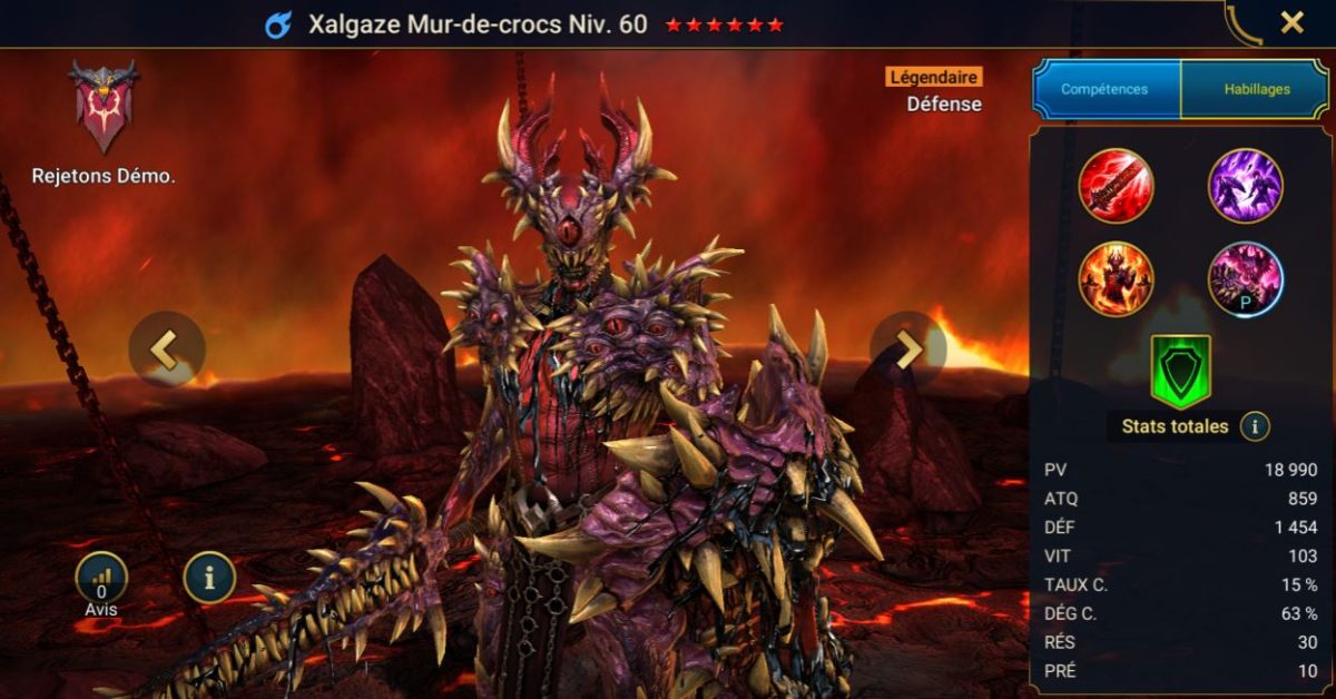 Guía de maestrías, bendiciones y artefactos para Xalgaze Mur-de-crocs (Xalgaze Fangwall) en RSL 