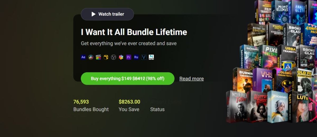 La oferta «I Want It All Bundle Lifetime» de AEJuice.