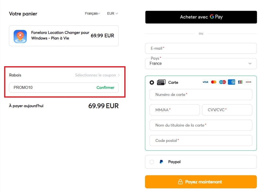 Inserisci il codice promozionale PROMO10 su Fonelora.