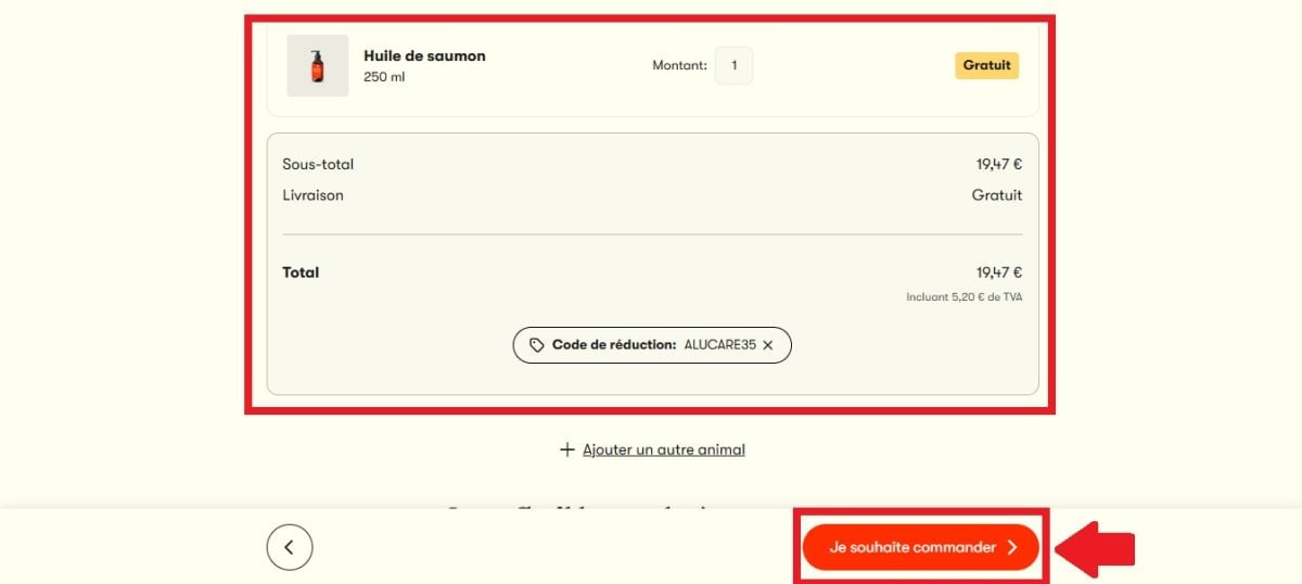 L'olio di salmone viene aggiunto direttamente al tuo carrello (oltre a uno sconto di 35 %)