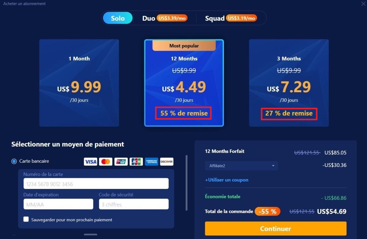 Скидка -55 %, предоставляемая при использовании кода ALUCARE в GearUP Booster