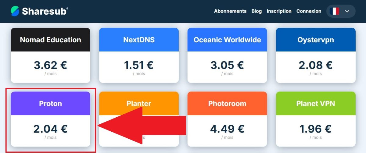 在Sharesub订阅目录中搜索Proton VPN
