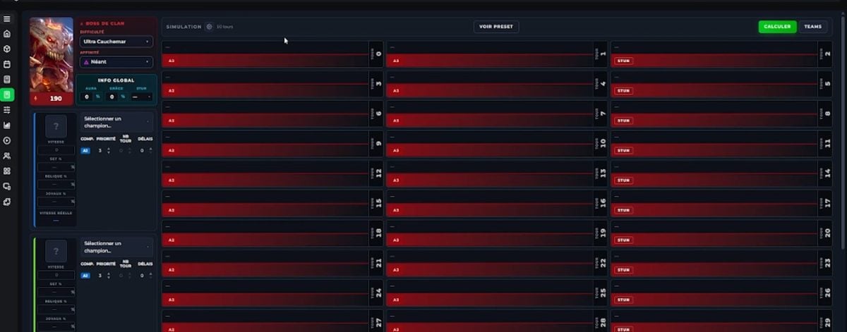 RSLToolsの「Clan Boss」計算ツール：DeadwoodJediシステムを統合した、直感的なチームシミュレーター