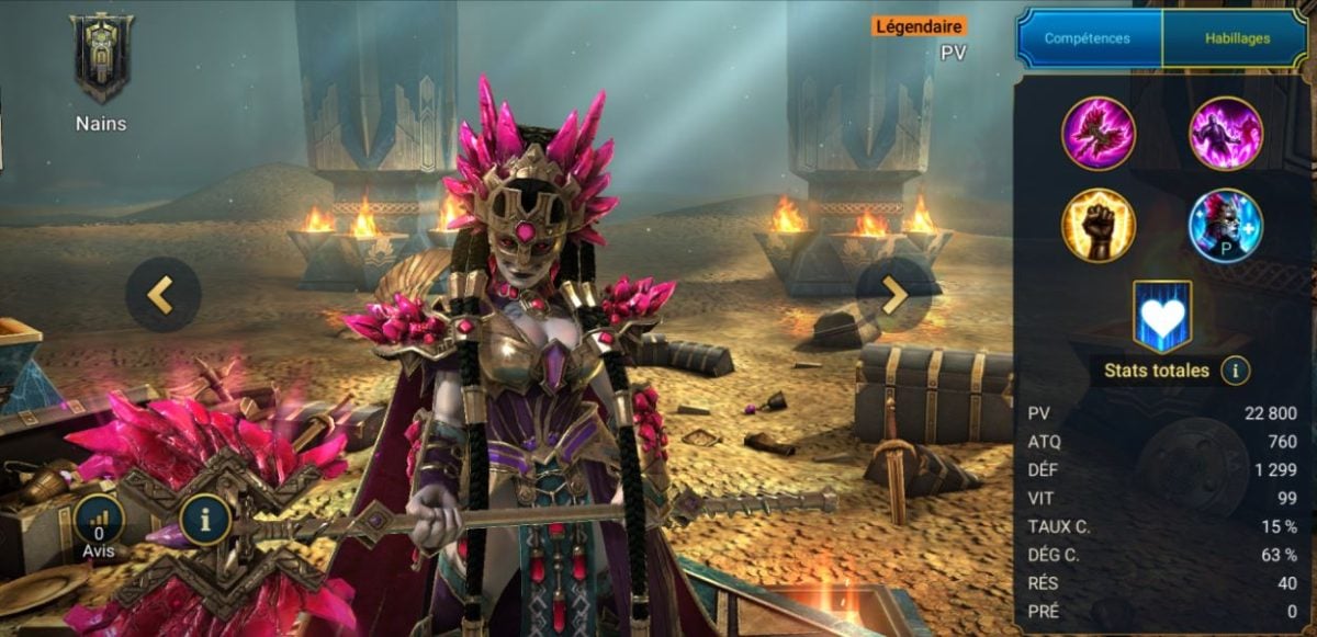 Guide maîtrises, grâce et artefact sur Thraila la Résistante (Thralia, She Who Stands) sur RSL 