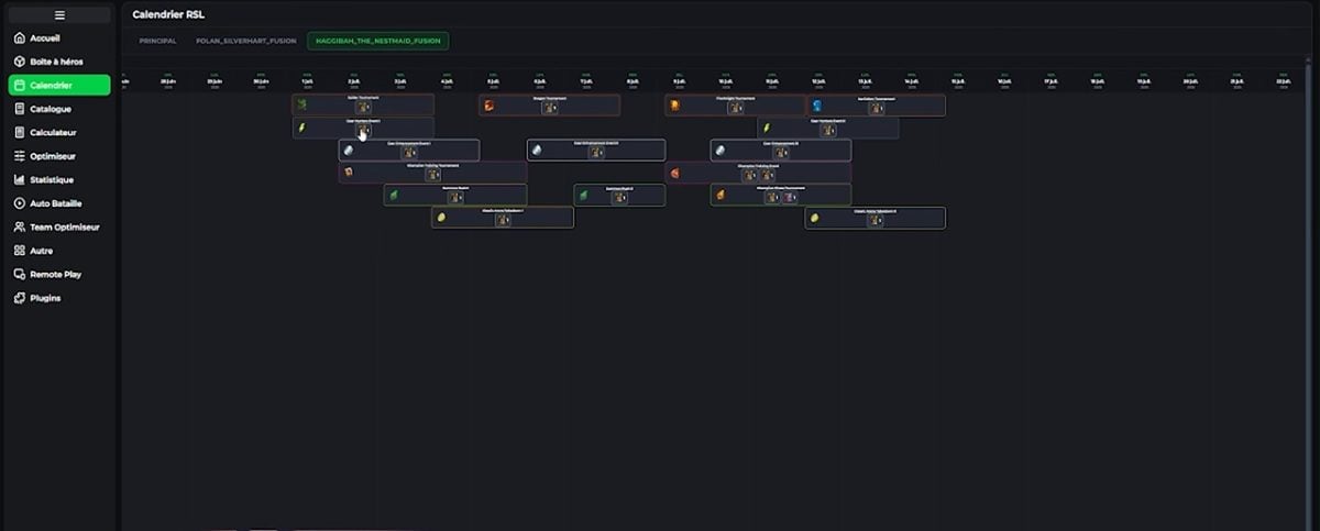 RSLTools カレンダー：Raid Shadow Legendsの公式イベントの追跡、報酬と目標付き
