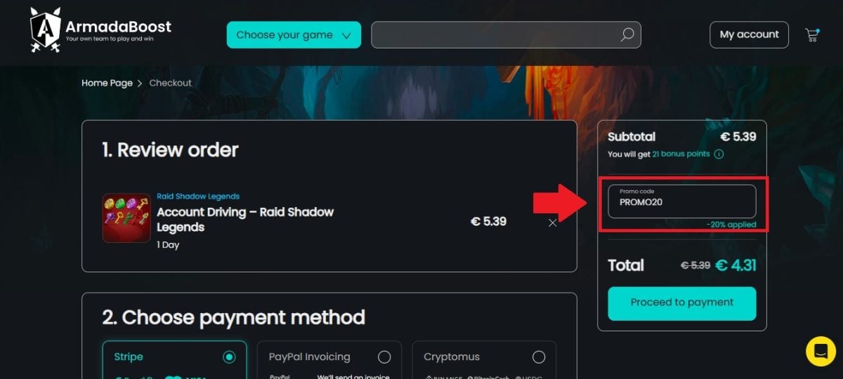 Renseigne ton code promo dans le champ prévu à cet effet