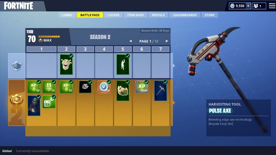Resumen del nivel 70 del Pase de Combate de la Temporada 2 con la herramienta de recolección «Pulse Axe».